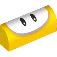 Brick Curved 1 x 4 x 1 1/3 No Studs with White Oval with 2 Black Eyes Print / Yellow