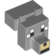 Lego Animal Body Part, Head Blocky with Pixelated Face, Tan Nose Print (Wolf) / Light Bluish Gray