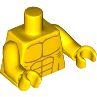 Lego Torso Bare Chest with Muscles and Ribs Print, Yellow Arms and Hands / Yellow