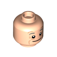 Lego Minifig Head Creed Bratton, Dark Bluish Grey Eyebrows, Wrinkles, Straight Closed Mouth print / Light Nougat