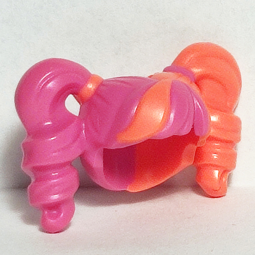 Lego Hair Pigtails High Bouncy and Hole on Top with Coral Left Side Print / Dark Pink