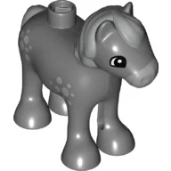Duplo Animal Horse/Foal with Small Light Bluish Gray Spots, Mane & Tail Print / Dark Bluish Gray