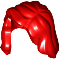 Lego Hair Mid-Length with Part over Front of Right Shoulder / Red