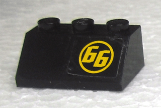 Lego Slope 45 2 x 3 with Yellow '66' in Yellow Circle Pattern Right (Sticker) - Set 8161