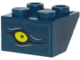 Slope, Inverted 45 2 x 2 with Flat Bottom Pin with Lime Eye and White Lines Pattern (Sticker) - Set 40336