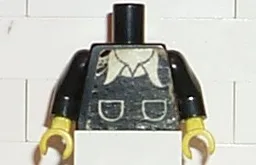 Torso Town Vest with Pockets, White Shirt Collar Pattern (Sticker) / Black Arms / Yellow Hands