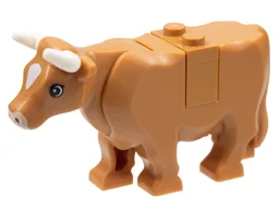 Cow with Light Nougat Muzzle and White Spot on Head Pattern with Short Horns (Plate on Top)