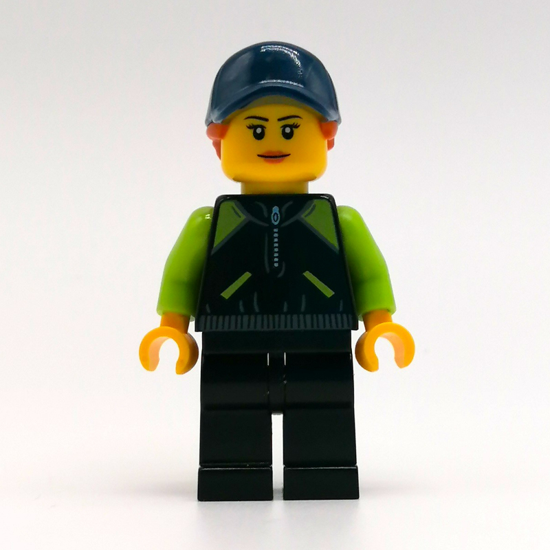 Lego Black Torso, Lime Arms, Black Legs, Dark Blue Cap