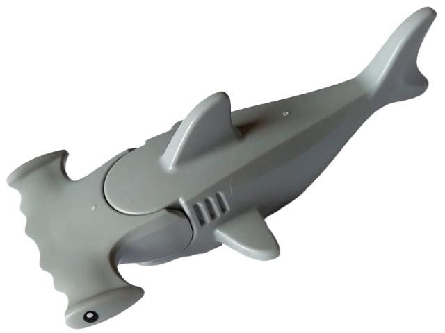 Lego Shark, Hammerhead with Debossed Gills with Black Eyes with White Pupils Pattern
