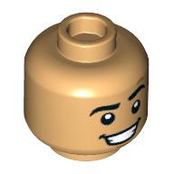 Lego Minifig Head, Raised Eyebrow, Mean Smile print / Warm Tan