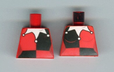 Lego Torso Female Black Quarters, White Jester's Collar Pointed Pattern