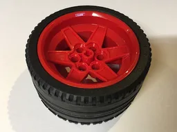 Wheel 56mm D. x 34mm Technic Racing Medium, 6 Pin Holes with Black Tire 68.8 x 36 ZR (15038 / 44771) / Red
