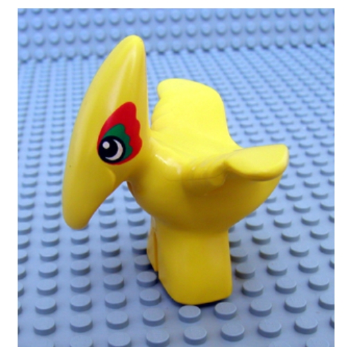 Lego Duplo Dinosaur Pteranodon Baby with Green and Red Around Eyes Print / Yellow