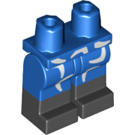 Lego Hips with Blue Legs and Black Boots Pattern with White Boomerangs / Blue