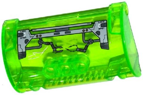 Lego Cylinder Half 3 x 5 x 8 with Pin Holes with 'LOCK', 'OPEN' and Mechanical Arms (Right Arm Down) Pattern (Sticker) - Sets 44022 / 44029