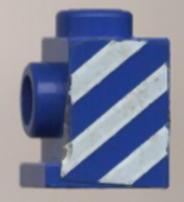 Lego Brick, Modified 1 x 1 with Headlight with White Danger Stripes Pattern Model Left Side (Sticker) - Set 6653