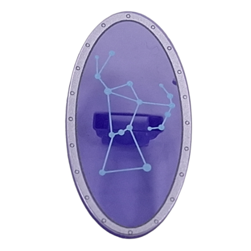 Lego Shield Ovoid with Grip and Silver Border, Orion Constellation print / Trans-Purple