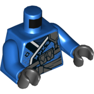 Lego Torso Robe with Black Trim, Belt, Pockets Print, Blue Arms, Black Hands / Blue