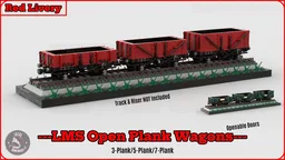 (Red) LMS Open Plank Wagons (8w)