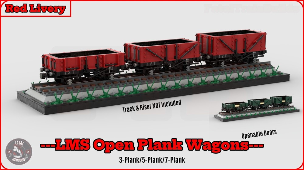 Lego (Red) LMS Open Plank Wagons (8w)