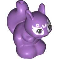 Lego Animal, Squirrel with 1.5 Hole in Tail - Medium Lavender Eyes - Black Nose and Mouth - White Face Decorations Print (Mr. Spry) / Medium Lavender