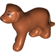 Lego Animal, Dog, Standing with Black Brows, Black Eyes on White Background and Black Nose Print