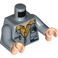 Lego Torso Jacket, Yellow Hawaiian Shirt, Pockets, Zippers, Pens Print, Sand Blue Arms, Light Nougat Hands / Sand Blue