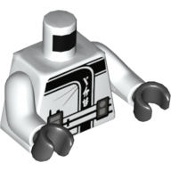 Lego Torso Robe, Belt with Radio and Black Emblem Print, White Arms, Black Hands / White