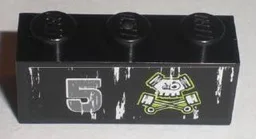 Brick 1 x 3 with Number 5 and Pistons Skull Logo Pattern Model Right Side (Sticker) - Set 8211