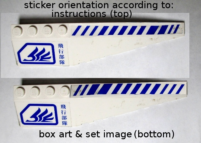 Lego Wedge 12 x 3 Right with Blue Hash Lines and Square with Cut Corner Pattern (Stickers) - Set 7700