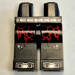 Hips and Black Legs with Silver Belt, Dark Red Scales, Plates with Rivets Toes Print / Black