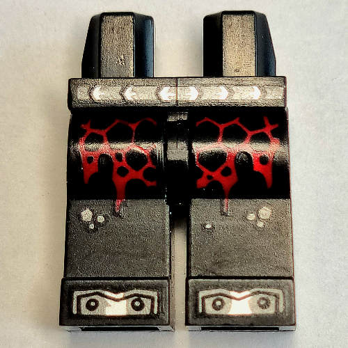 Lego Hips and Black Legs with Silver Belt, Dark Red Scales, Plates with Rivets Toes Print / Black