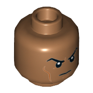 Lego Minifig Head King Namor, Closed Straight Mouth, Nougat Scars, Angry / Smirk print / Medium Nougat