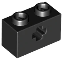 Technic, Brick 1 x 2 with Axle Hole / Black