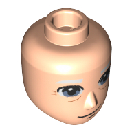Lego Minidoll Head Male with Old Man Face, White Eyebrows, Wrinkles print / Light Nougat