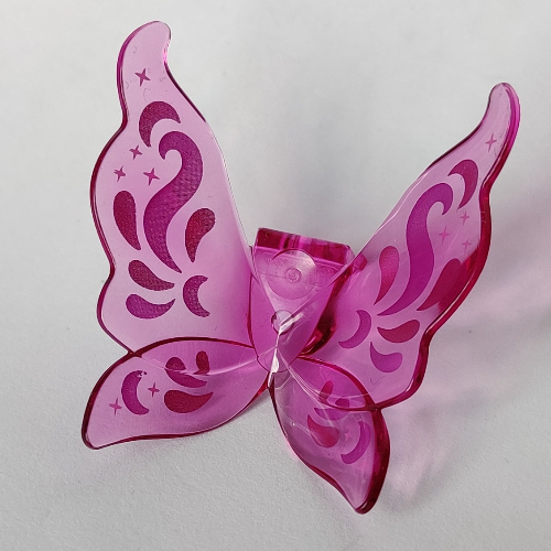 Lego Minifig Neckwear Wings Fairy Curvy with Medium Lavender Decorations print / Trans-Dark Pink