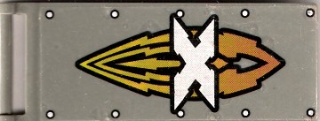 Lego Flag 7 x 3 with Bar Handle with Silver 'X' Island Xtreme Stunts Logo Pattern (Sticker) - Set 6736