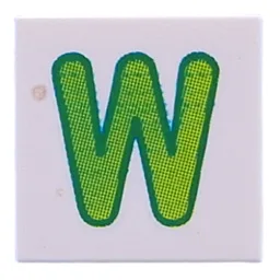 Tile 2 x 2 with Lime 'W' Print / White