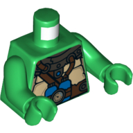 Lego Torso Turtle Shell with Gauge and Blue Diving Bottles Print Green Arms and Hands / Green
