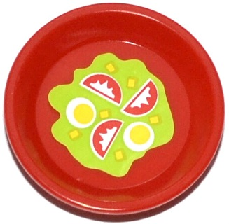 Lego Friends Accessories Dish, Round with Salad Pattern (Sticker) - Set 41034