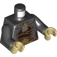 Lego Torso Robe with Belt with Gold Buckle and Cape Print, Black Arms, Tan Hands / Black
