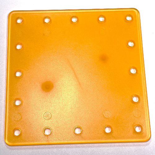 Lego Clikits Connector, Square with 5 x 5 Holes Around Edges (Frame Back) / Trans-Flame Yellowish Orange