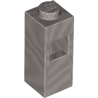 Lego Brick Special 1 x 1 x 2 with Extra Tube Side [Piece of Resistance] / Flat Silver