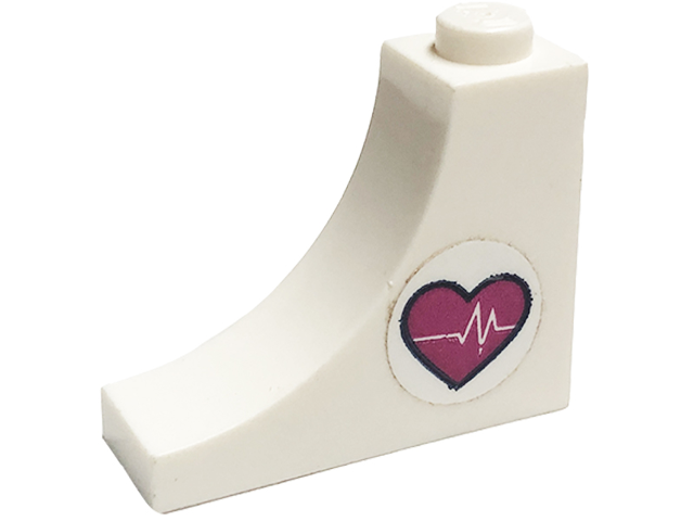 Lego Arch 1 x 3 x 2 Inverted with Magenta Heart and Heart Beat Pattern Model Left Side (Sticker) - Set 41318