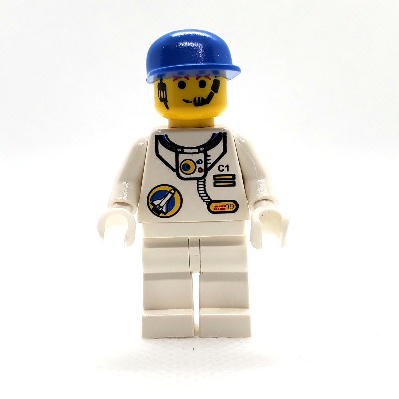 Lego Astronaut, White, Blue Cap, Headset