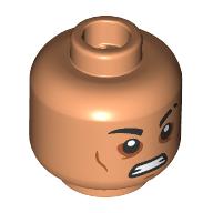 Lego Minifig Head Darth Dev, Black Eyebrows with Cut, Surprised/Dark Nougat Eyeshadow, Angry / Nougat