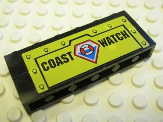 Lego Stickered Assembly 6 x 1 x 2 with Coast Guard Logo and 'COAST WATCH' Pattern (Sticker) - Set 7047