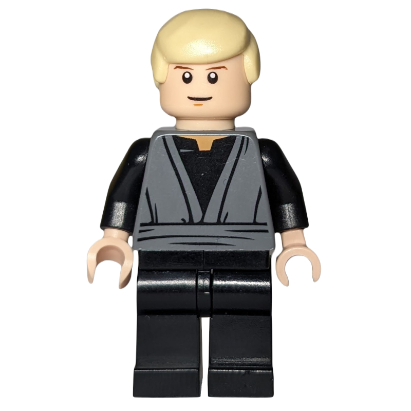 Lego Luke Skywalker, Dark Bluish Gray Robes, Tan Hair, Single Sided Head