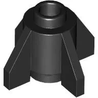 Brick Round 1 x 1 with Fins, Open Stud / Black