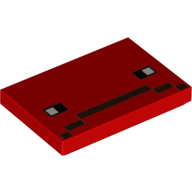 Lego Tile 2 x 3 with Pixelated Eyes and Mouth print / Red